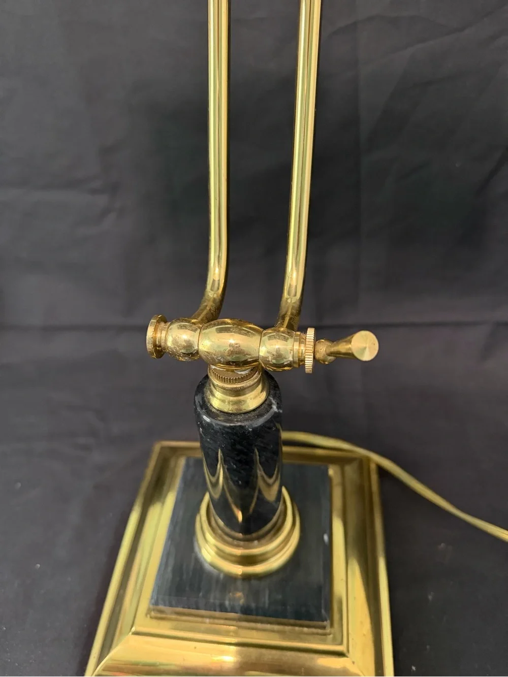 Vintage Brass Piano/Desk Lamp with Black marble